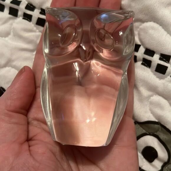 Stolzle Kristall Austria Lead Crystal Owl Paperweight Art Glass 3" - Picture 4 of 4